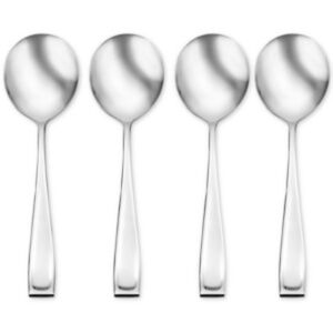 Oneida Moda 4-Piece Soup Spoon Set – Stainless Steel – Modern Flatware – NWT